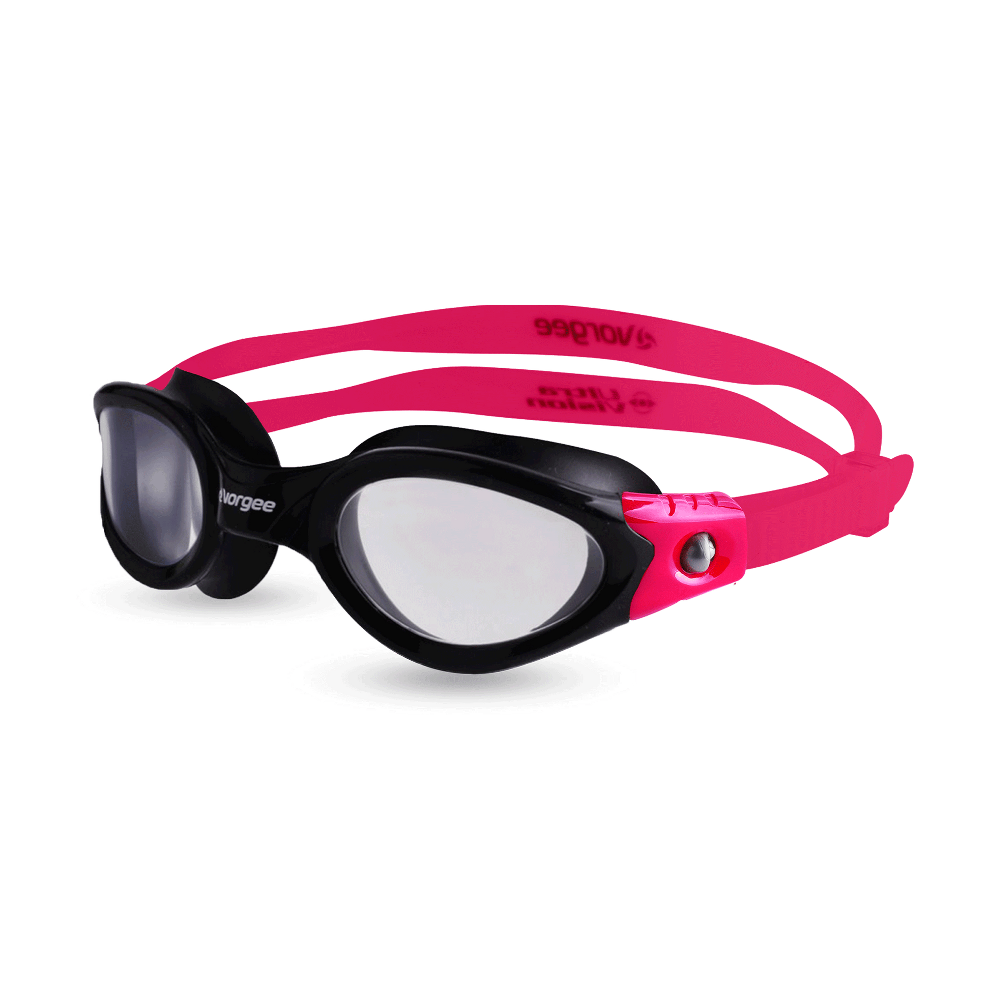 Vortech Clear swimming goggle in Black & Pink for NBCF 