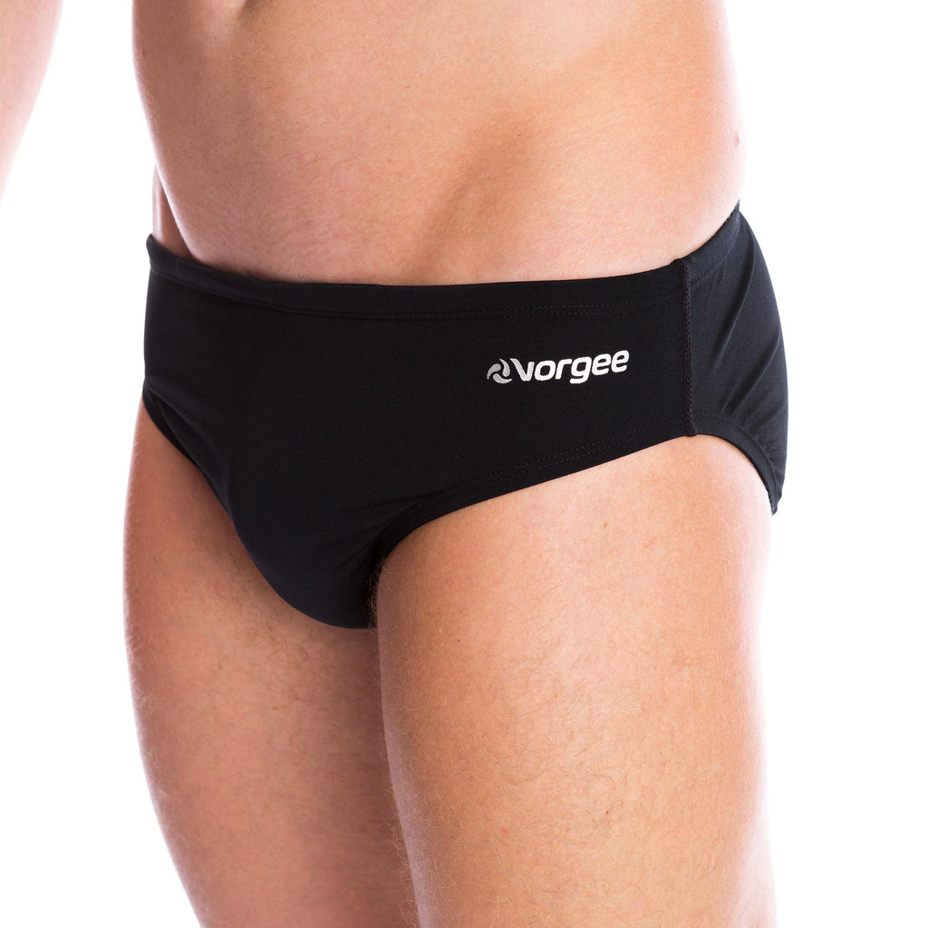 mens swimwear brief with drawcord tie in black