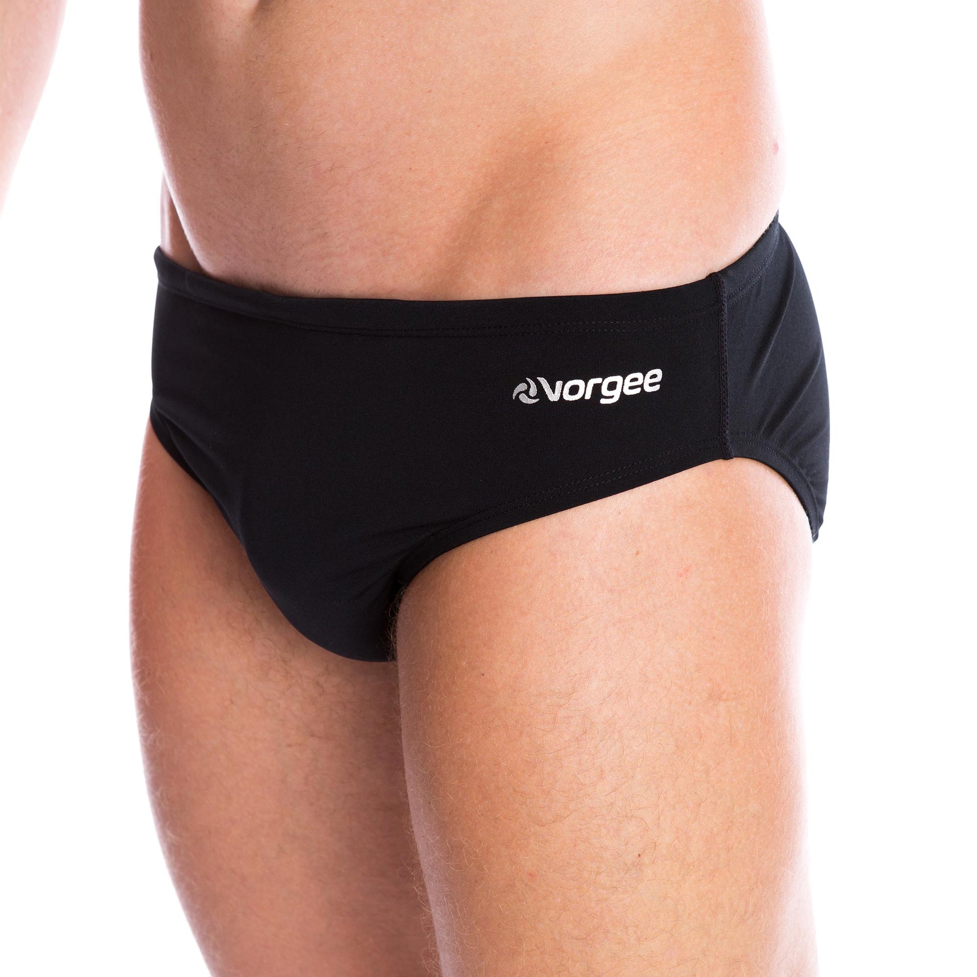 mens swimwear brief with drawcord tie in black