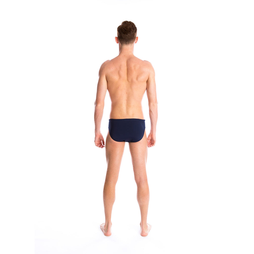 mens swimwear brief with drawcord tie in navy
