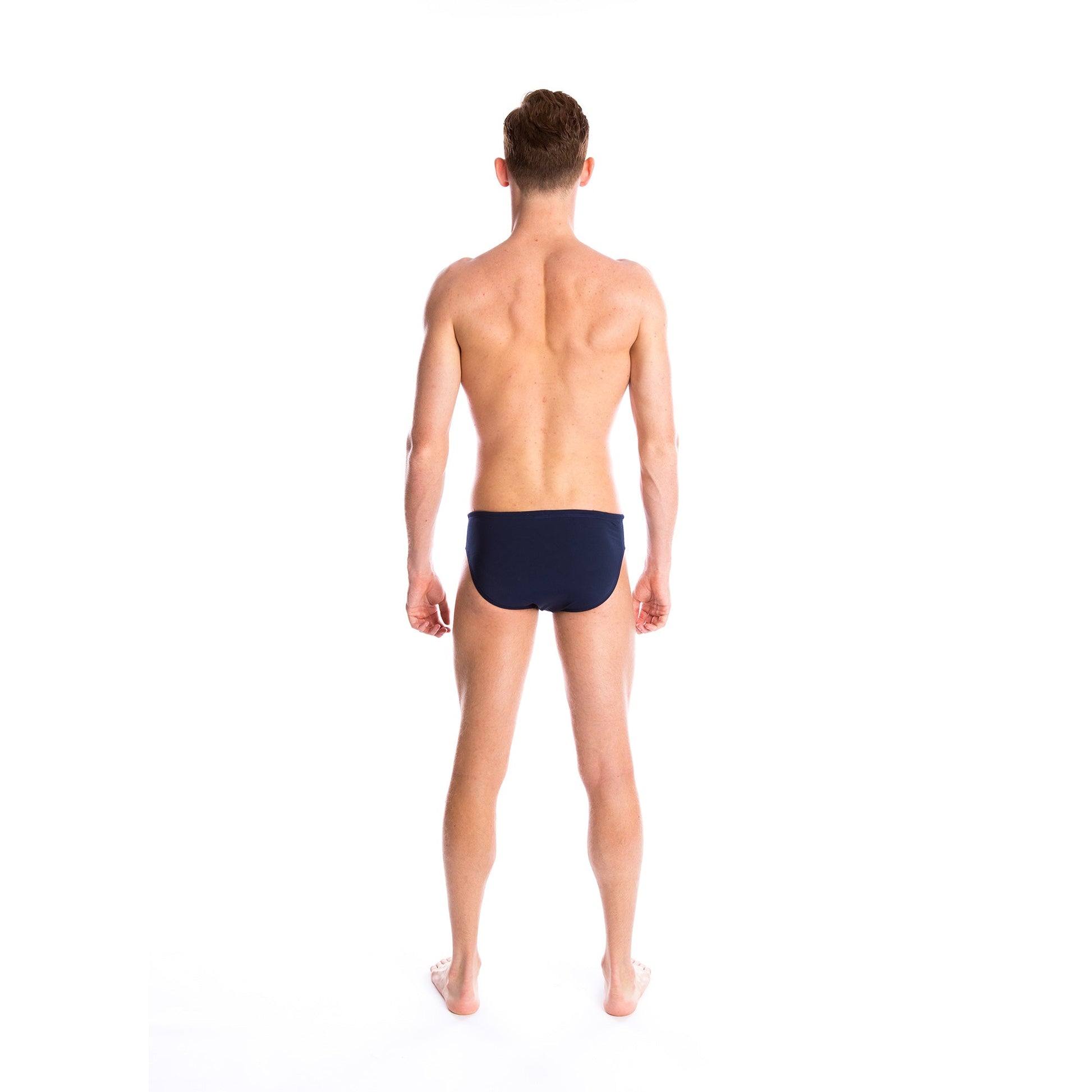 mens swimwear brief with drawcord tie in navy