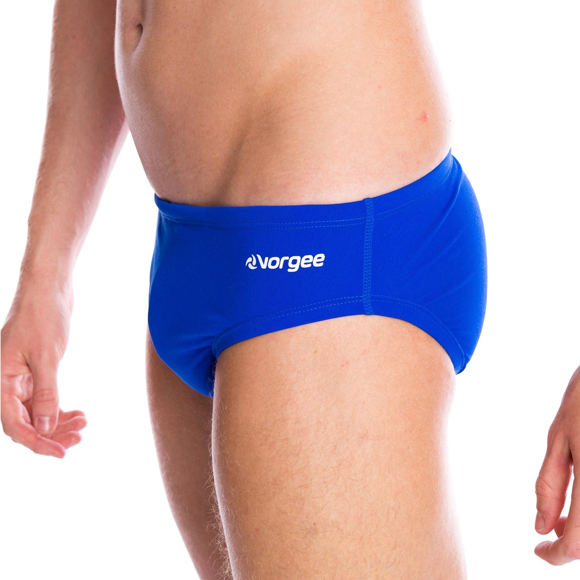mens swimwear brief with drawcord tie in royal blue