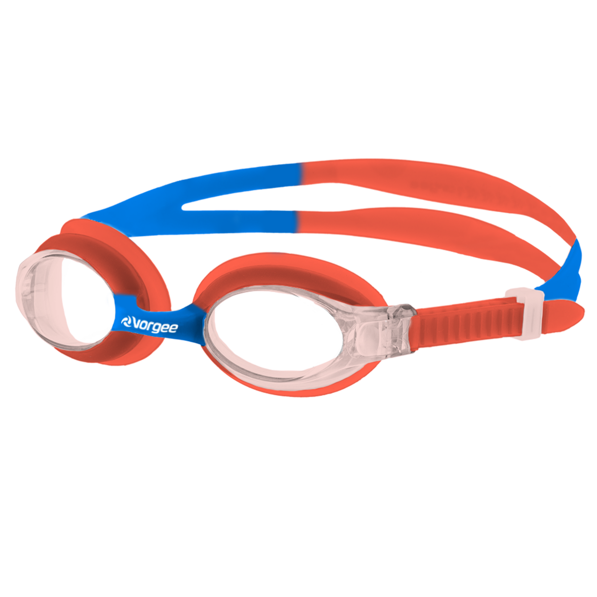 Dolphin Clear junior swimming goggle in Orange & Blue