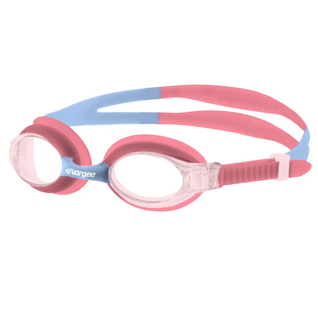 Dolphin  Clear junior swimming goggle in Peach & Light Blue 
