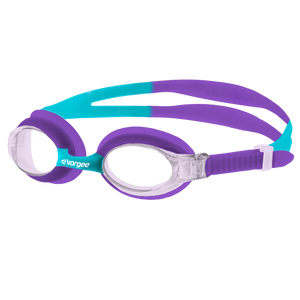Dolphin Clear junior swimming goggle in Purple & Aqua 