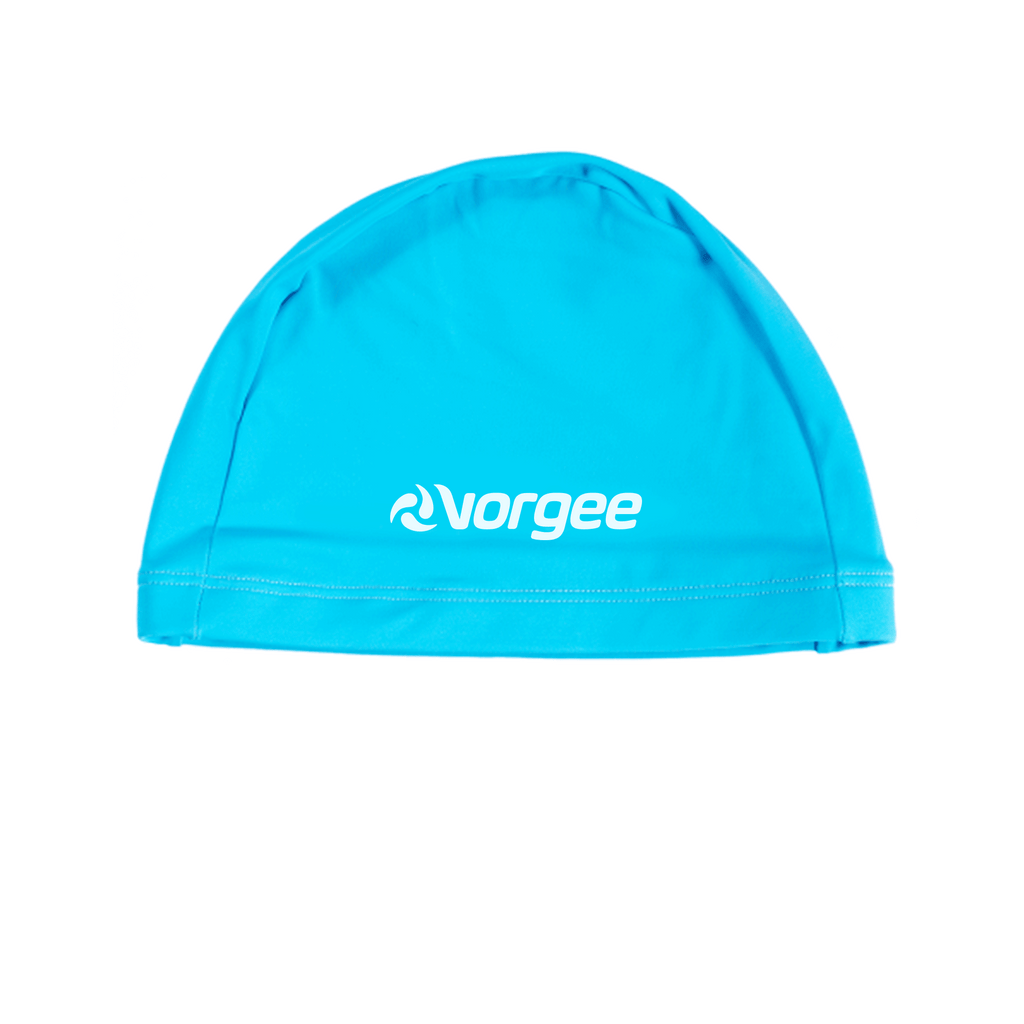 Nylon Lycra junior fabric swimming cap in Aqua 