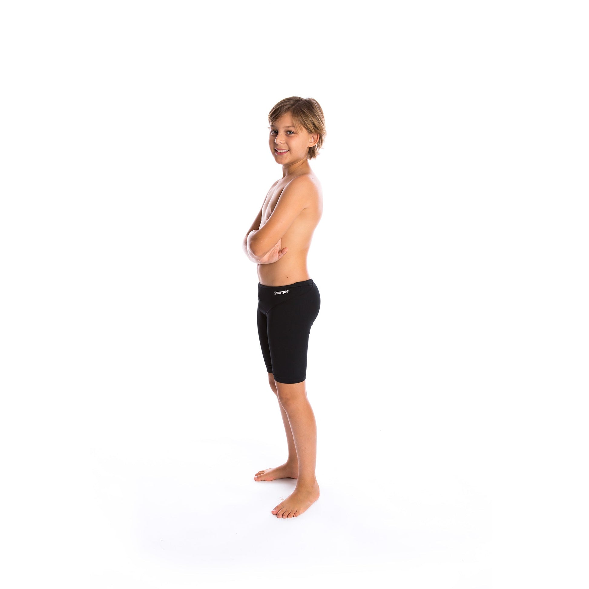 boys 3 panel jamo to the knee swimwear with drawcord tie in black