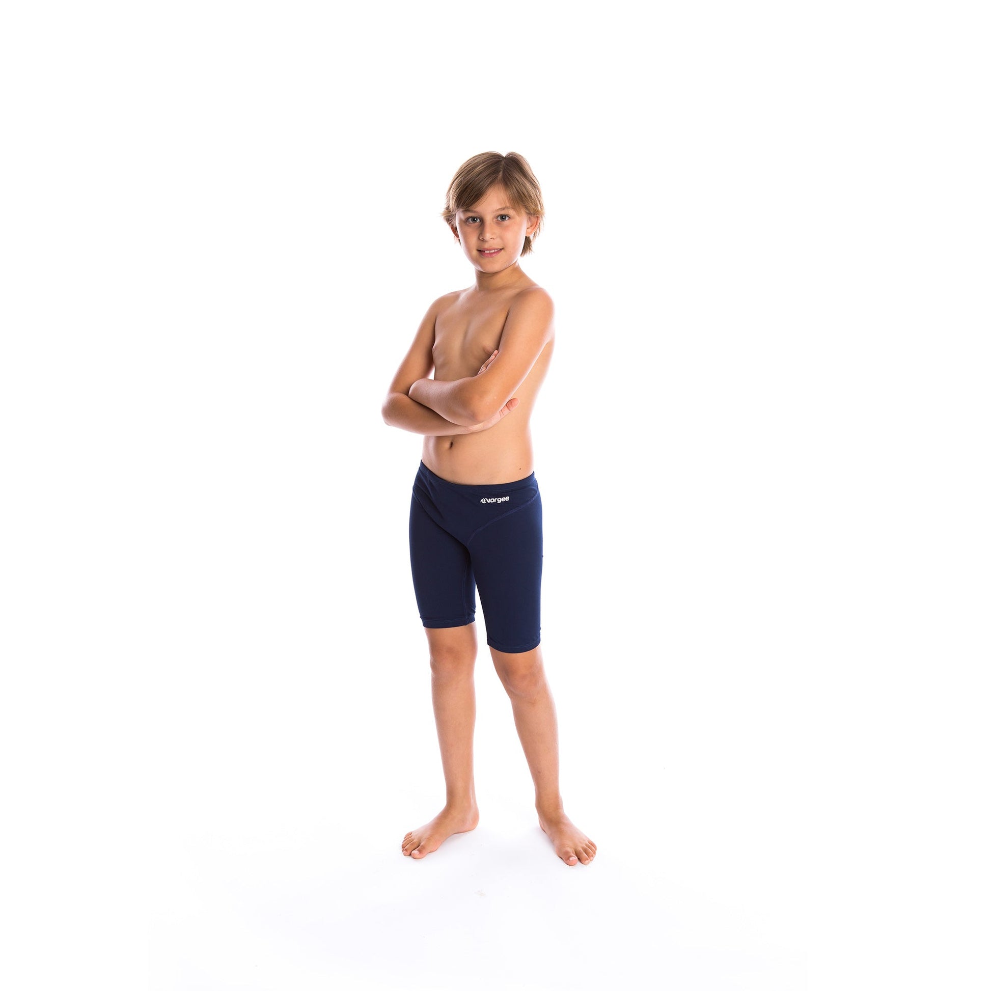boys 3 panel jamo to the knee swimwear with drawcord tie in navy