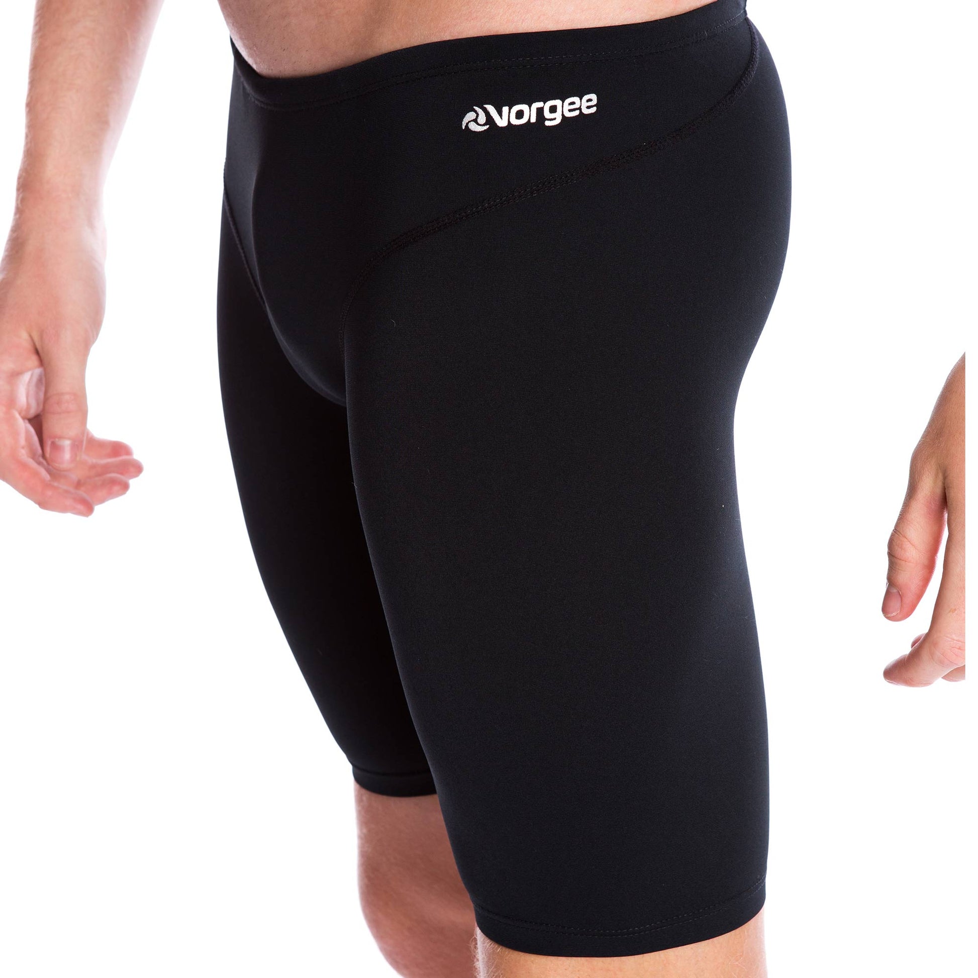 mens 3 panel jamo to the knee swimwear with drawcord tie in black