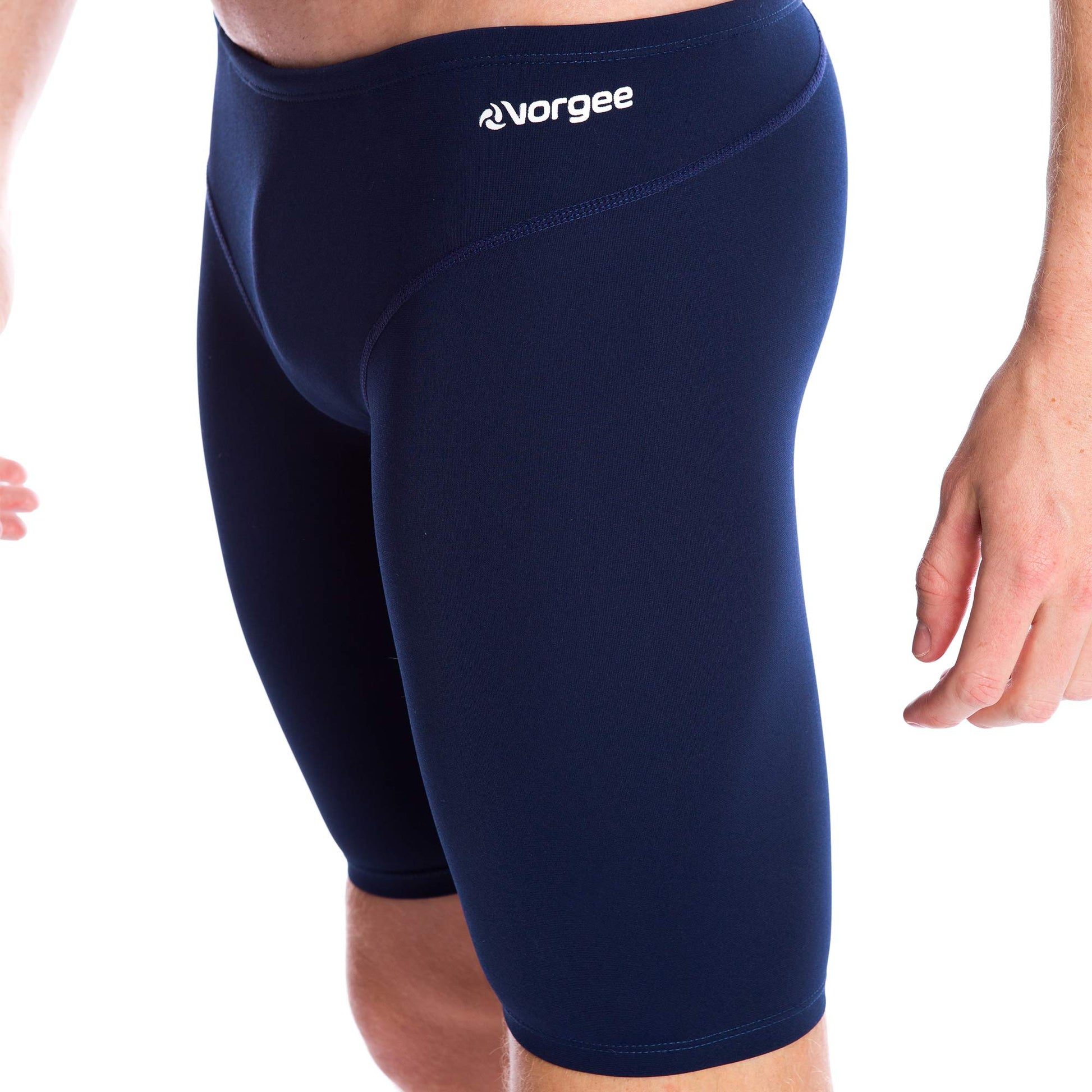 mens 3 panel jamo to the knee swimwear with drawcord tie in navy