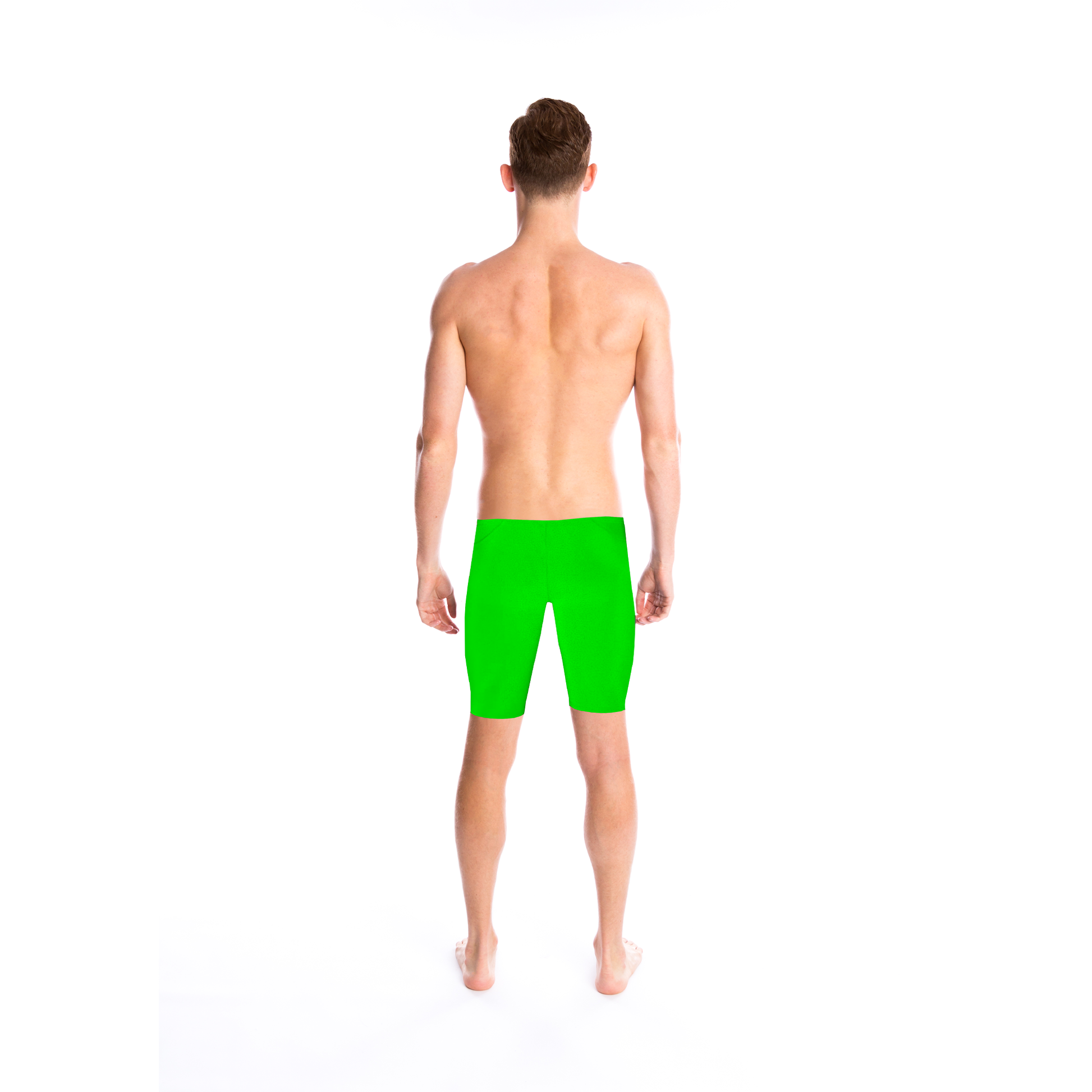 mens 3 panel jamo to the knee swimwear with drawcord tie in fluro green