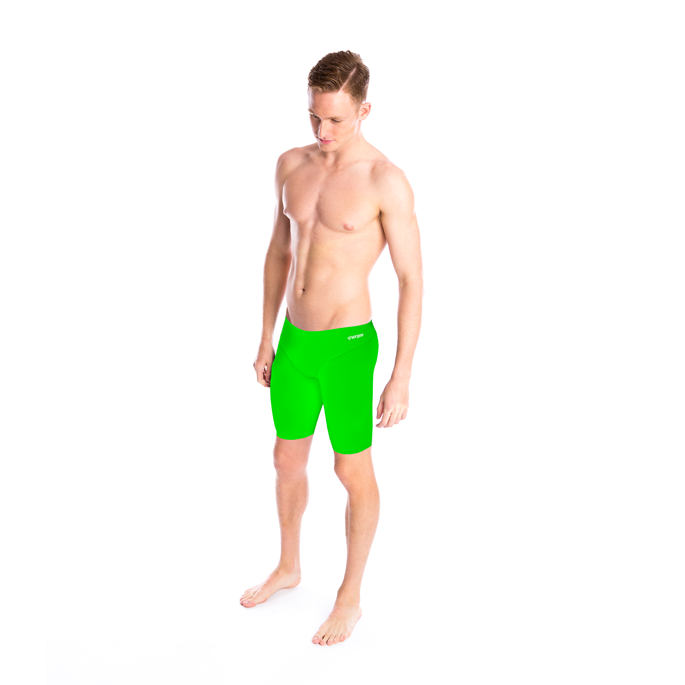mens 3 panel jamo to the knee swimwear with drawcord tie in fluro green
