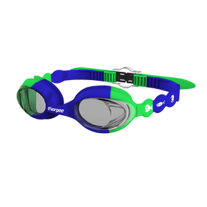 SeahorseTint junior swimming goggle in Royal Blue & Green with white sea animals printed on the straps