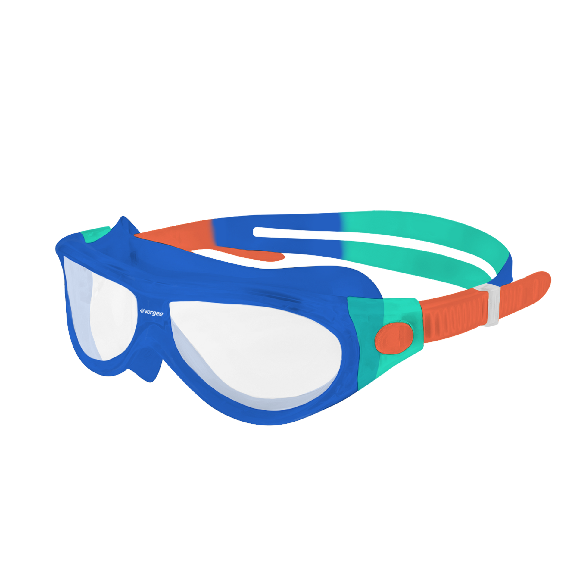 Starfish Mask Kids Alive Clear junior swimming goggle in Blue, Teal & Orange
