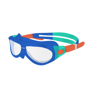 Starfish Mask Kids Alive Clear junior swimming goggle in Blue, Teal & Orange