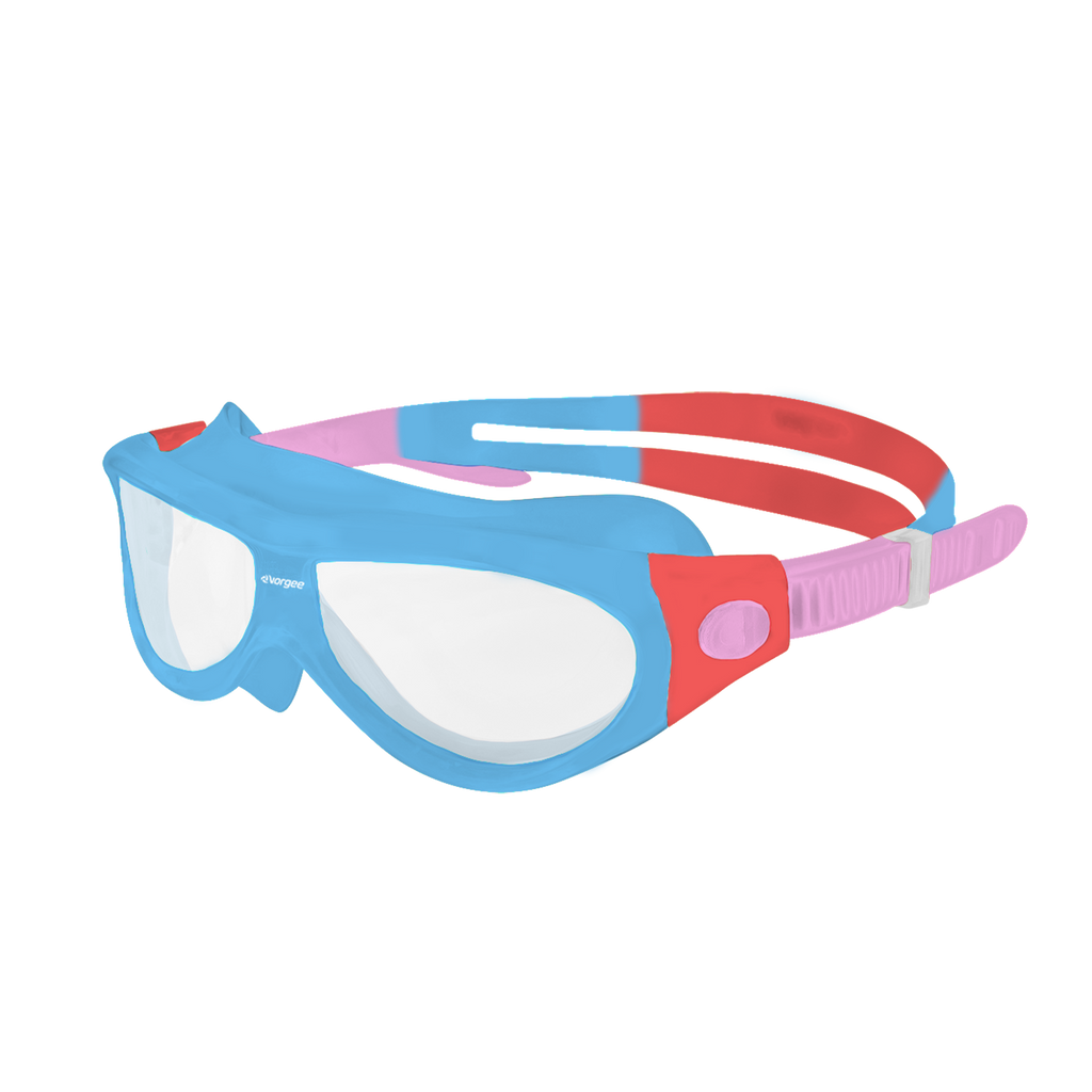 Starfish Mask Kids Alive Clear junior swimming goggle in Light Blue, Coral & Light Pink 