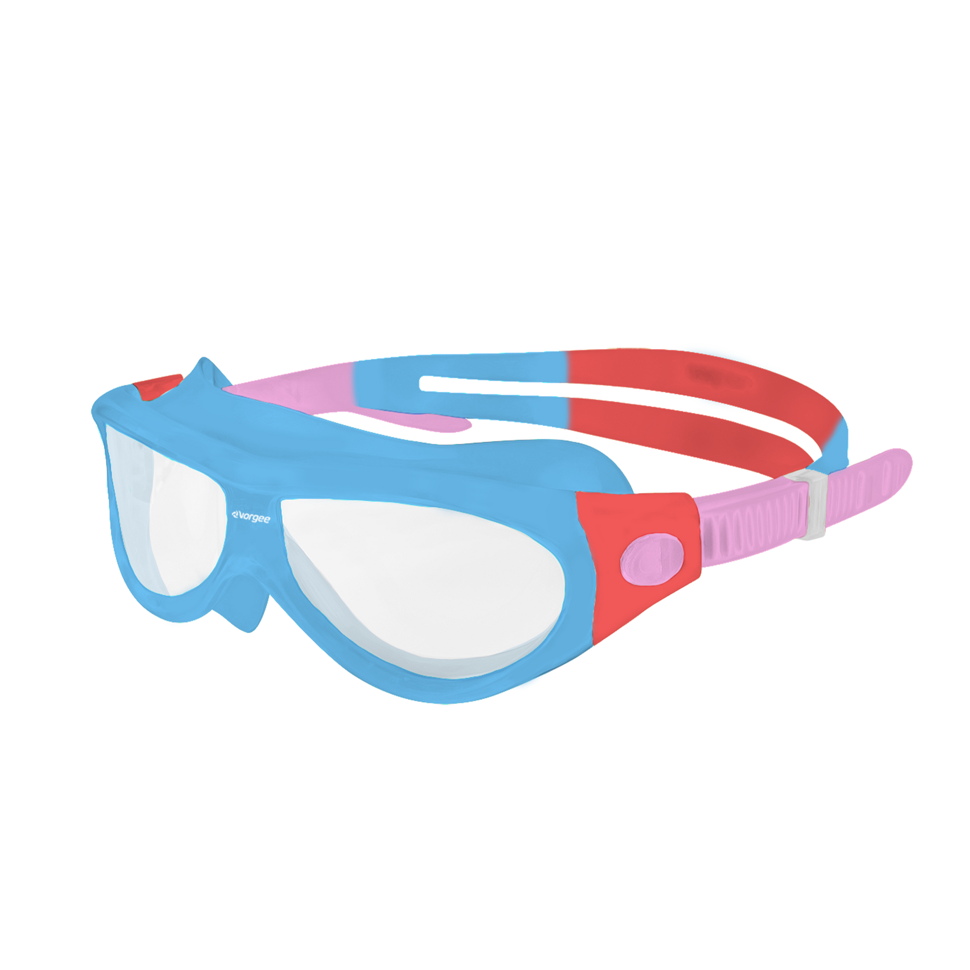 Starfish Mask Kids Alive Clear junior swimming goggle in Light Blue, Coral & Light Pink 