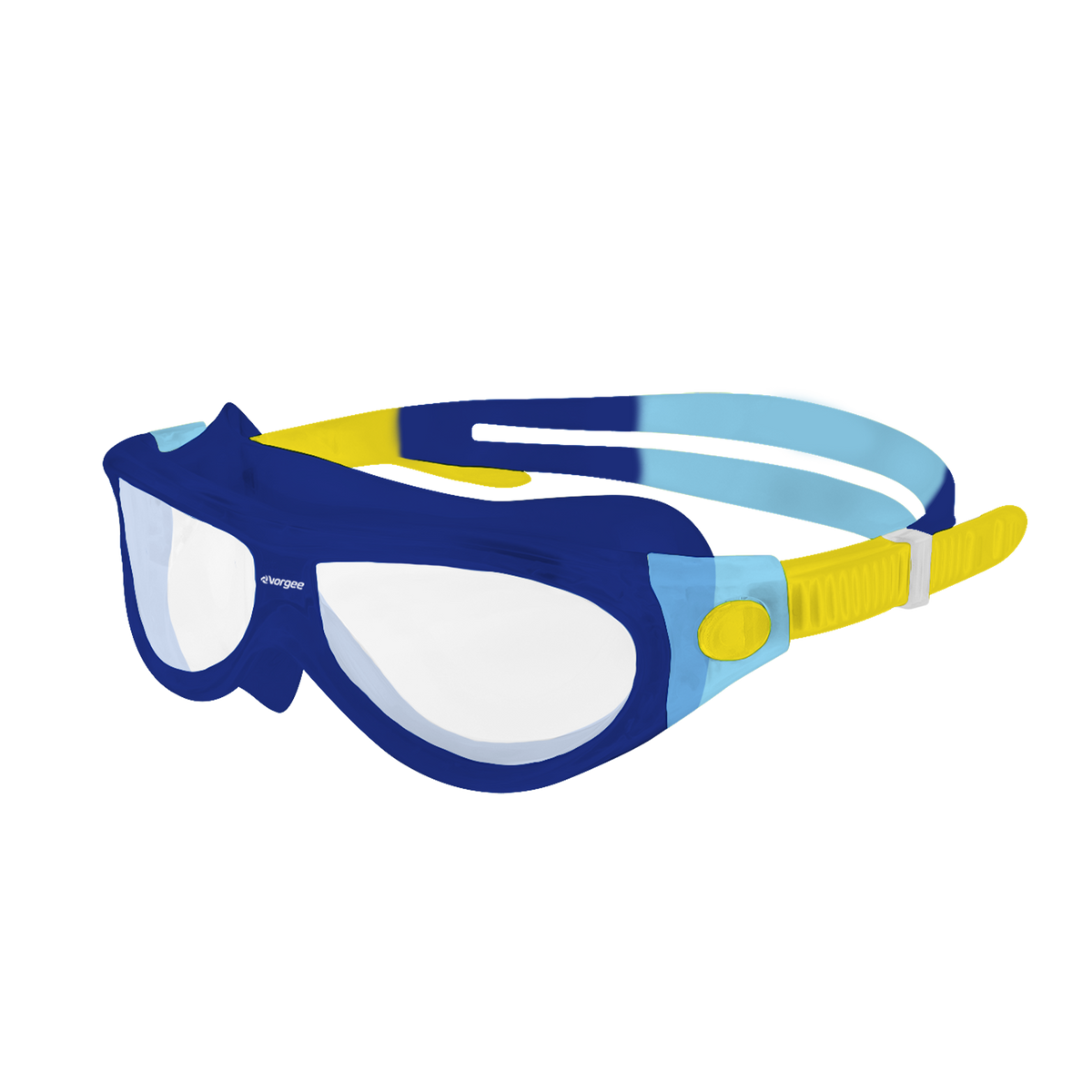 Starfish Mask Kids Alive Clear junior swimming goggle in Navy, Light Blue & Yellow 