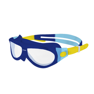 Starfish Mask Kids Alive Clear junior swimming goggle in Navy, Light Blue & Yellow 