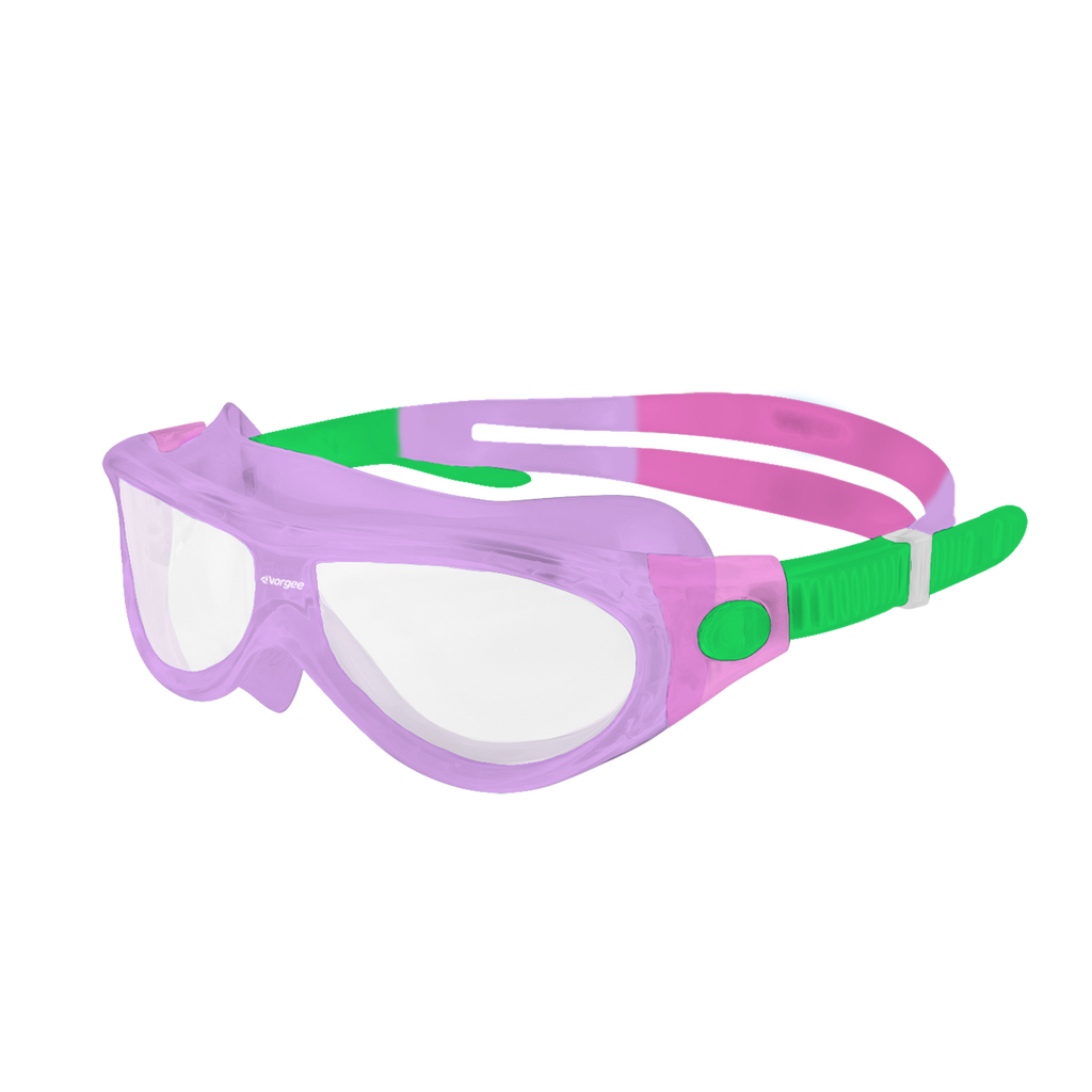 Starfish Mask Kids Alive Clear junior swimming goggle in Purple, Pink & Mint Green