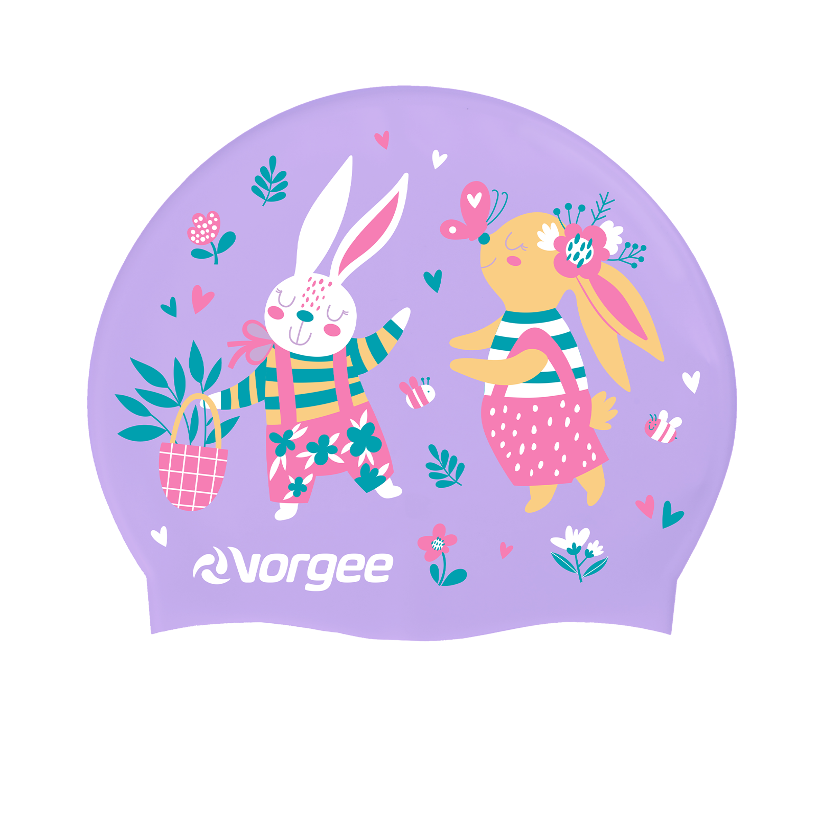 Character Jnr Silicone Swim Cap | Garden Bunnies