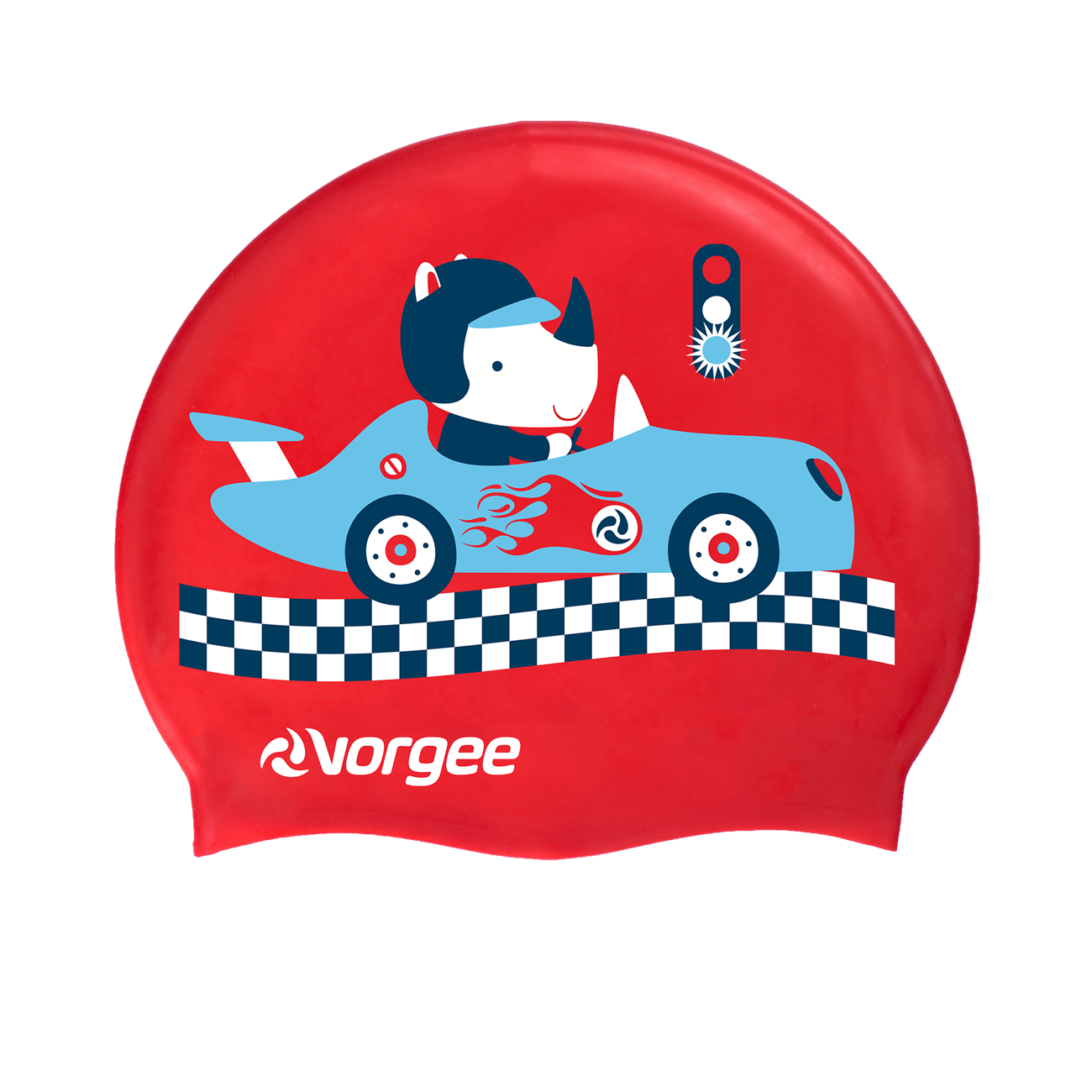 Character Jnr Silicone Swim Cap | Racing Rhino