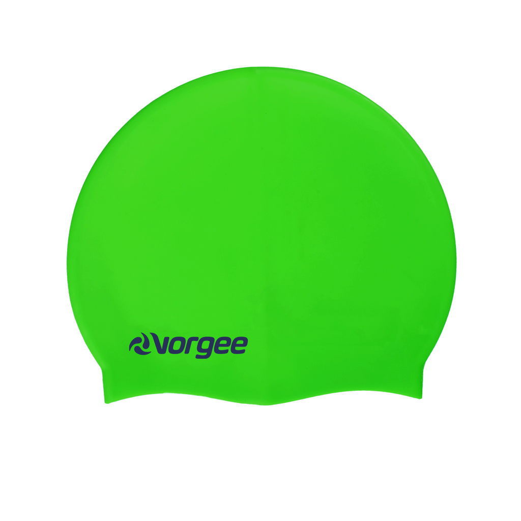 Classic junior silicone swimming cap in Fluro Green 