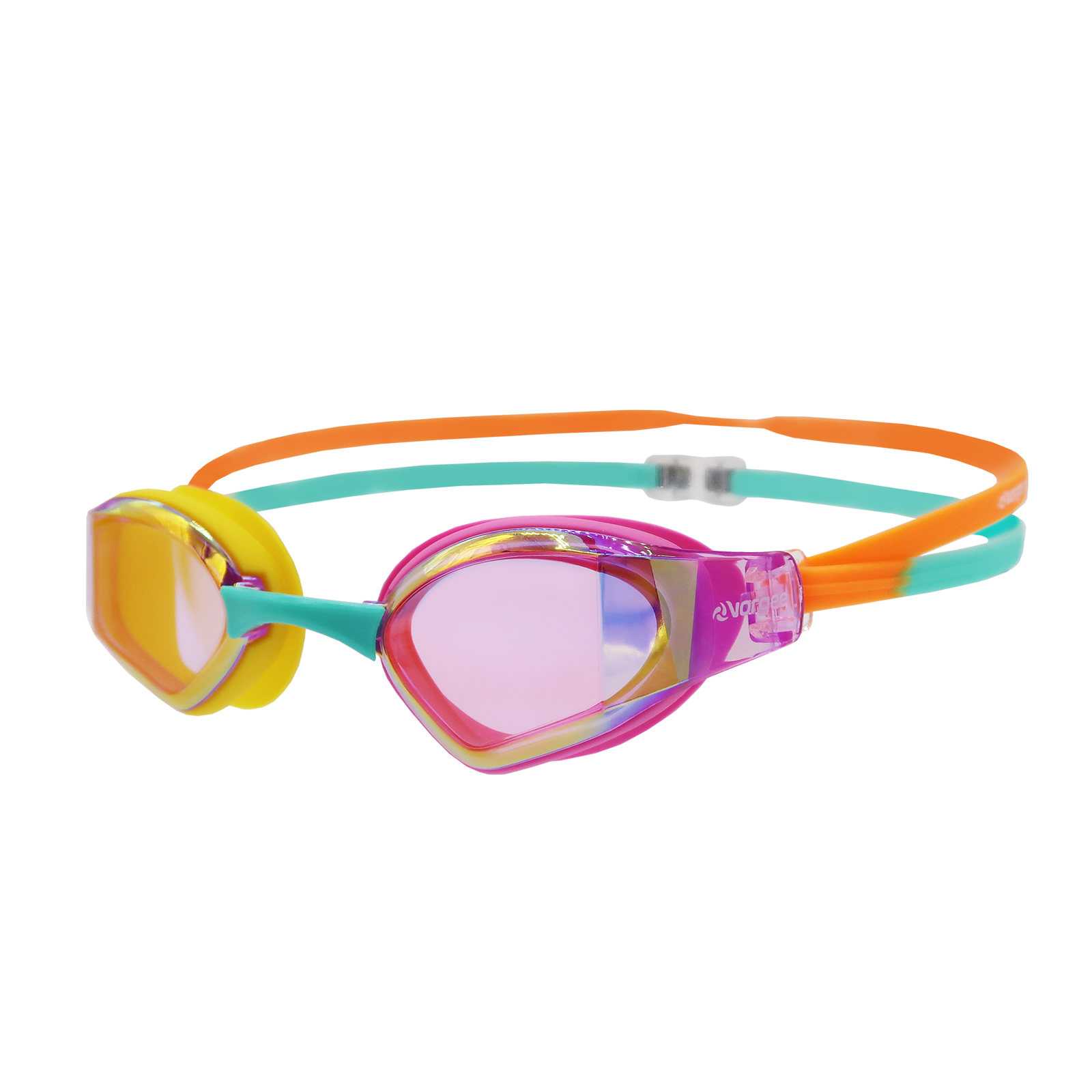 Velox Mirror swimming goggle in Pink, Yellow, Aqua & Orange 