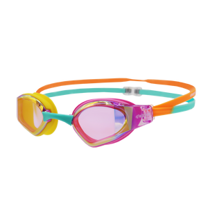 Velox Mirror swimming goggle in Pink, Yellow, Aqua & Orange 