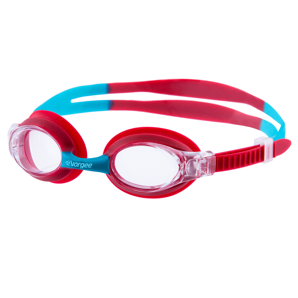 Dolphin Clear junior swimming goggle in Red & Blue