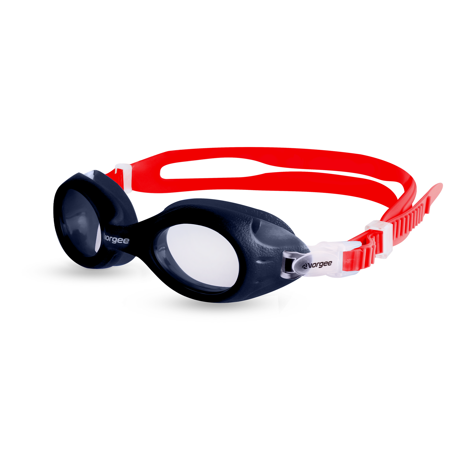 Voyager Junior Clear junior swimming goggle in Navy & Red 