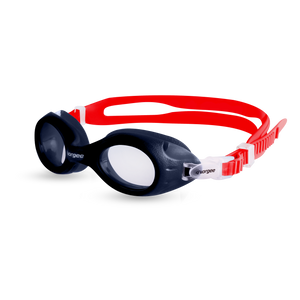 Voyager Junior Clear junior swimming goggle in Navy & Red 