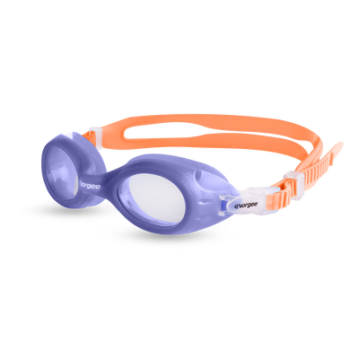 Voyager Junior Clear junior swimming goggle in Peach & Periwinkle 