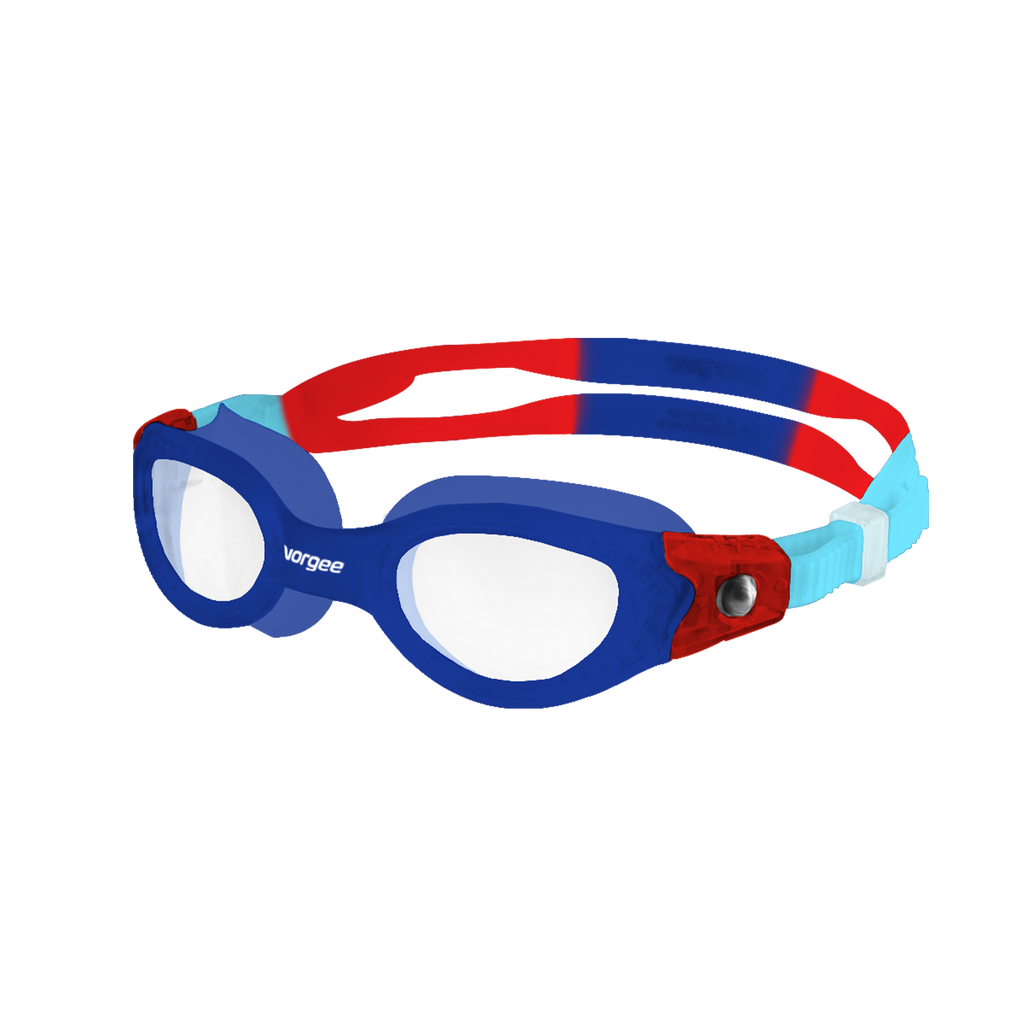 Vortech Junior Clear junior swimming goggle in Navy, Blue & Red
