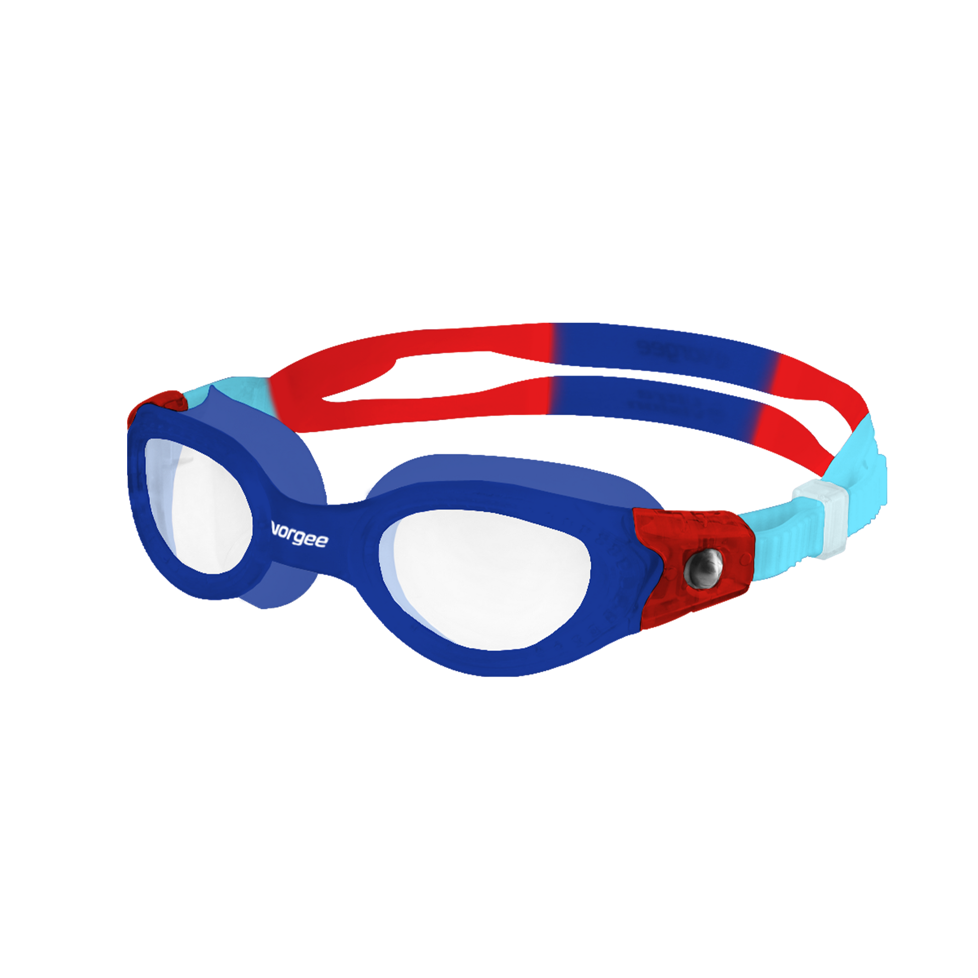 Vortech Junior Clear junior swimming goggle in Navy, Blue & Red