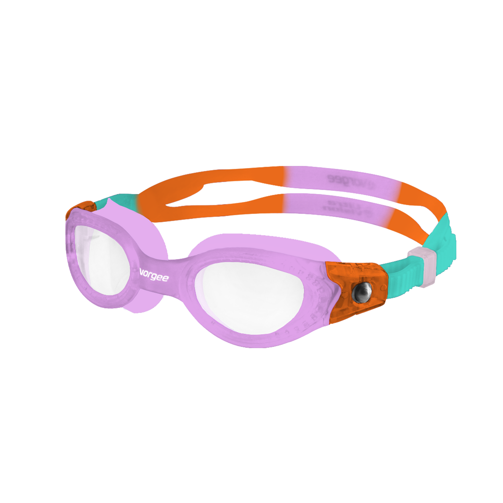 Vortech Junior Clear junior swimming goggle in Purple, Mint & Orange