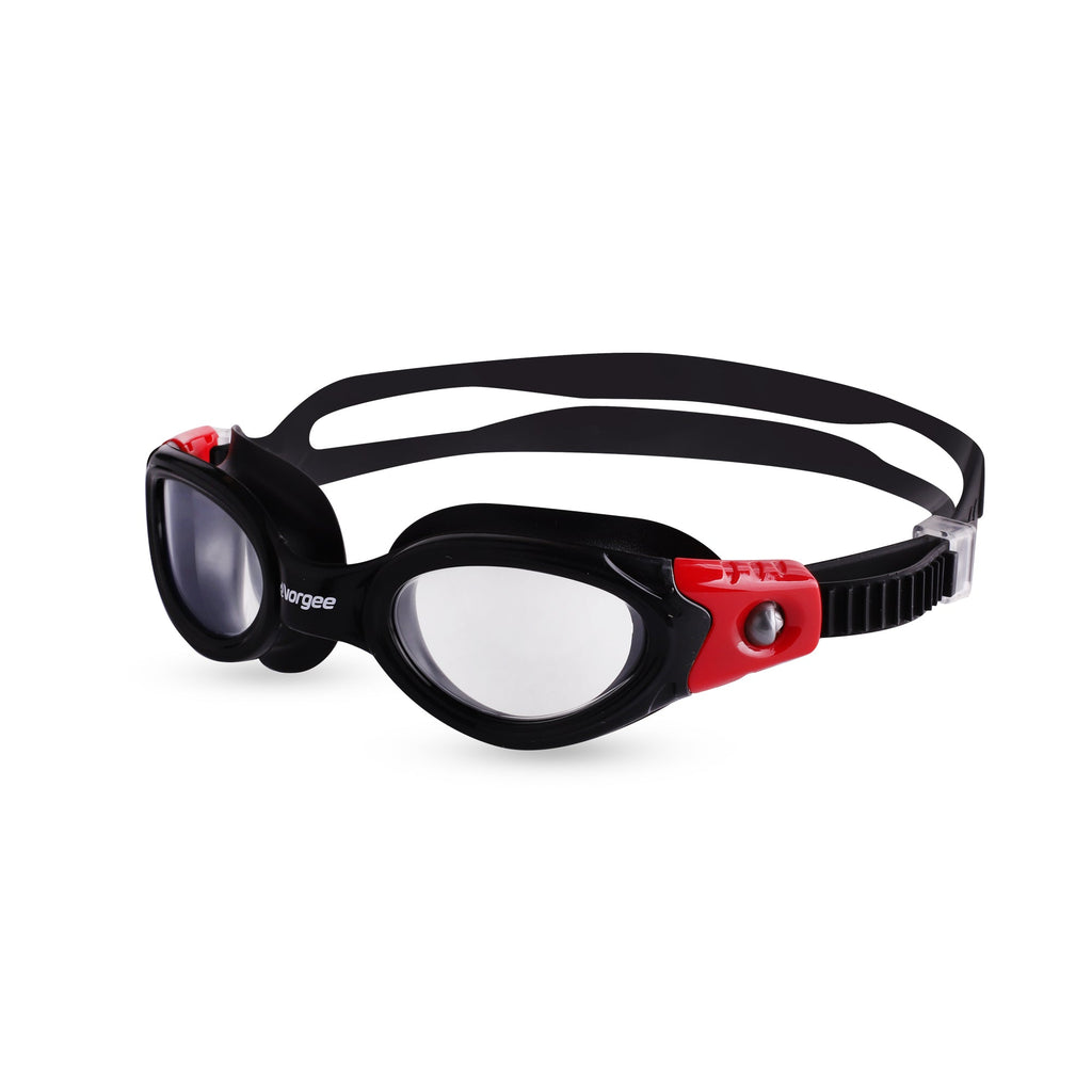 Vortech Narrow Fit Clear swimming goggle in Black & Red 