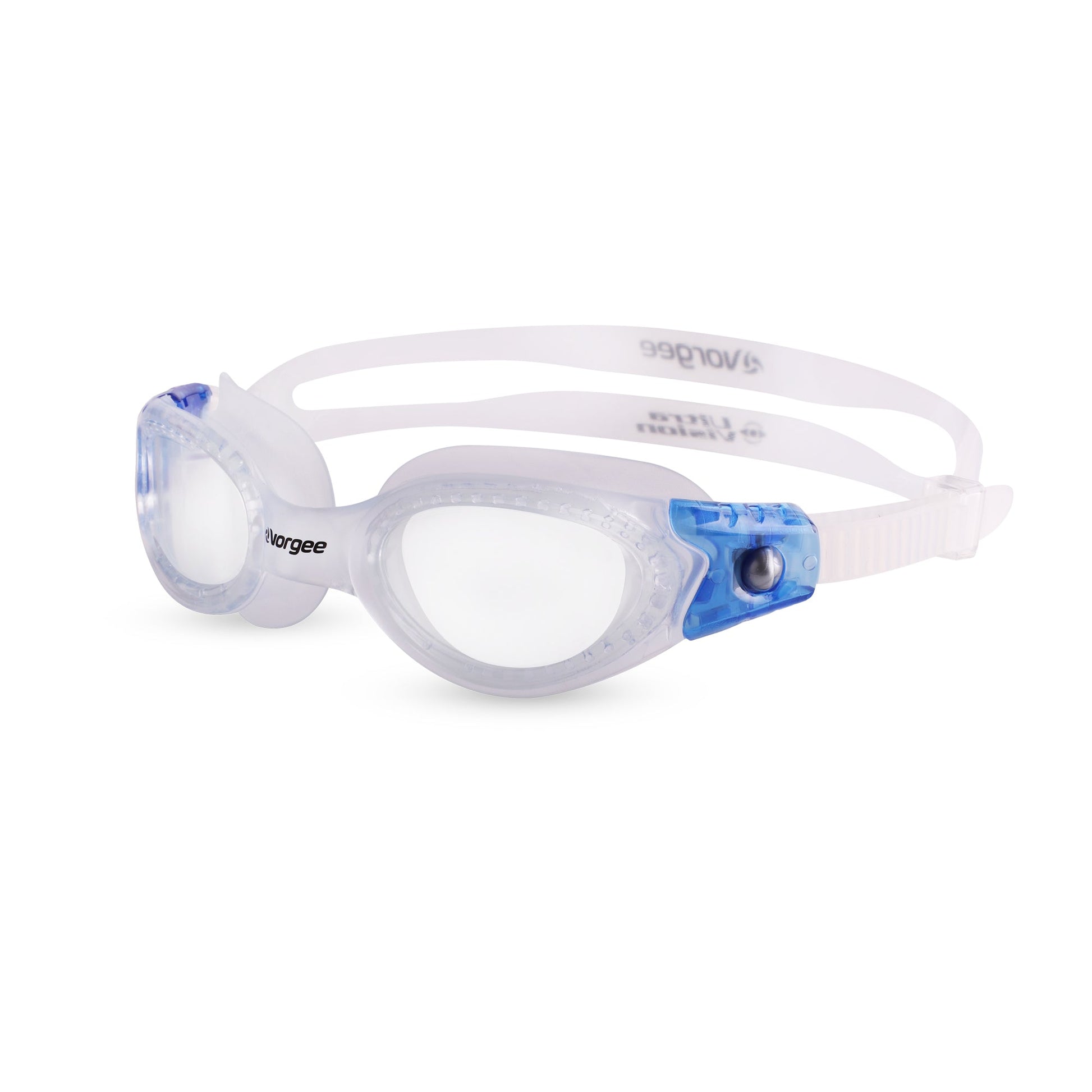 Vortech Narrow Fit Clear swimming goggle in Clear & Blue 