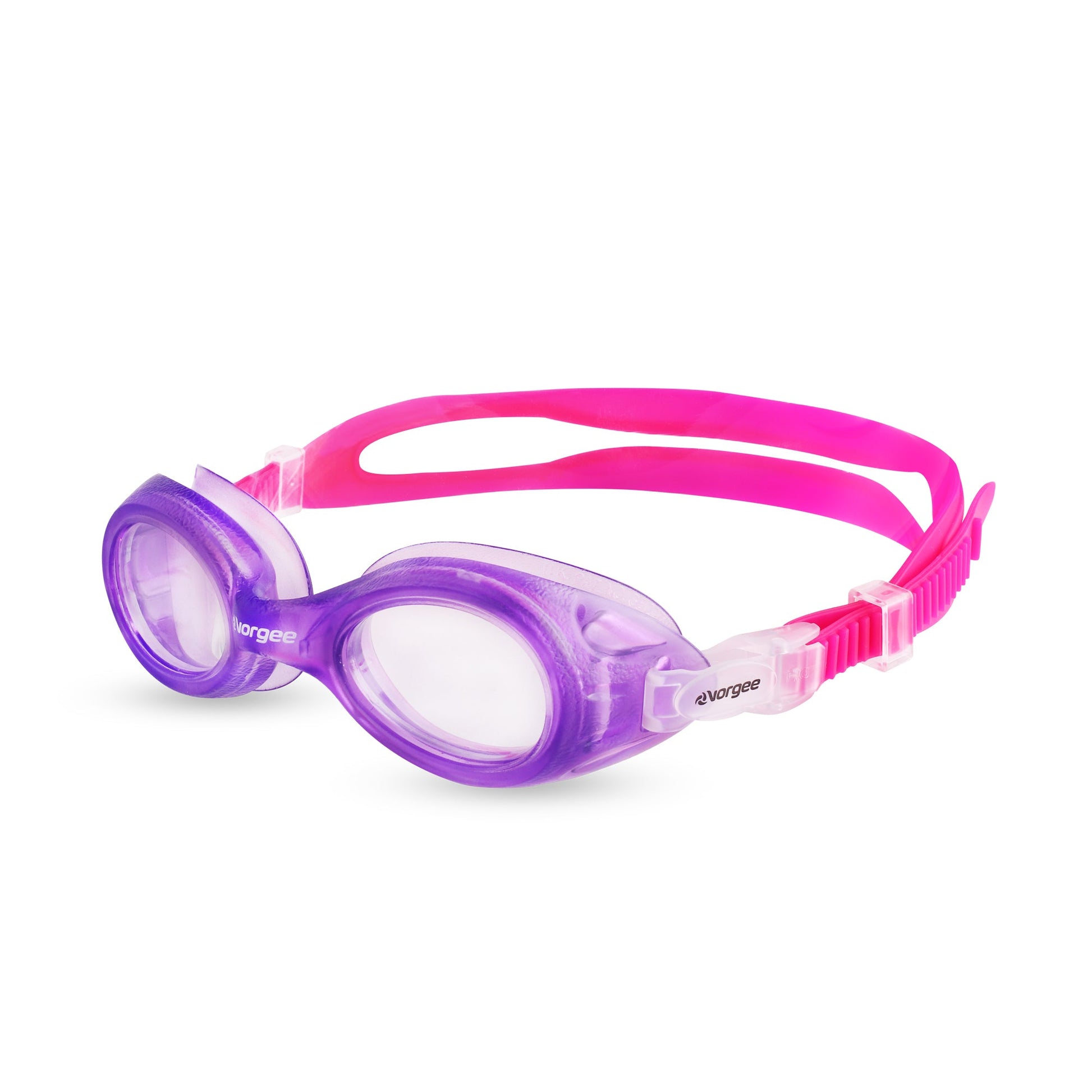 Voyager Junior Clear junior swimming goggle in Purple & Pink 